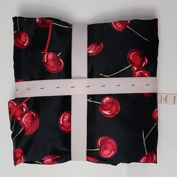 Victoria's Secret Signature Satin Long Pajama Set Cherries Size L Large NWT - Picture 4 of 5